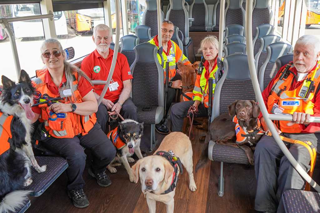 dogs and people on bus